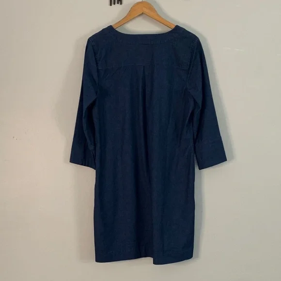 Kim Gravel chambray dark wash denim shift dress with pockets women’s size medium - Picture 8 of 10